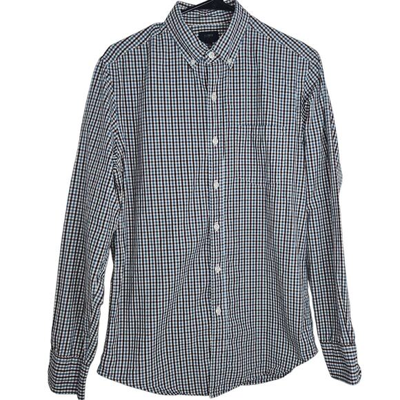 J. Crew Men's Small Gingham Plaid Long Sleeve Button-Up Shirt Work Career - Picture 1 of 8